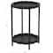 23.75" Black Wood Floral Inspired 2-Level Side End Accent Table with Metal Legs